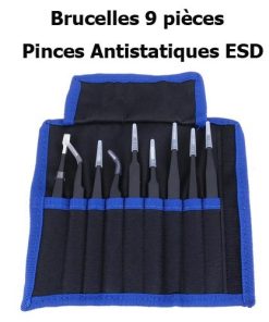Brucelles 9 pièces Pince Antistatique ESD inoxydable